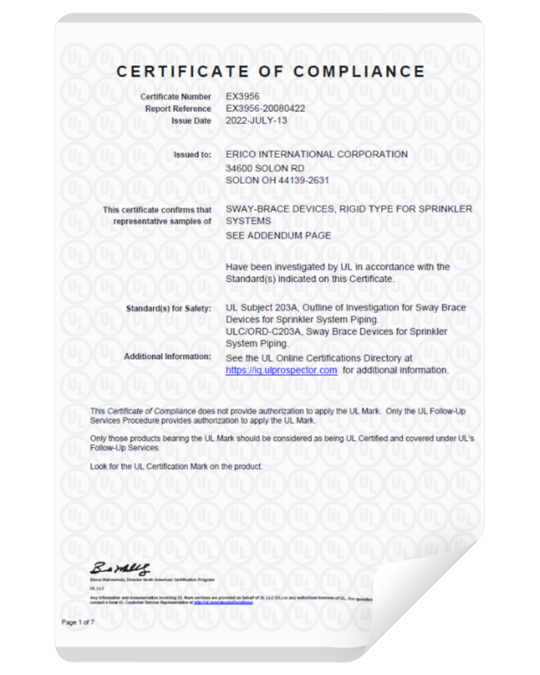 UL- (Erico Rijit Sismik Askı Sistemleri)